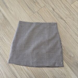 Mango Houndstooth Skirt Brown XS